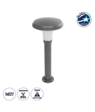 GLOBOSTAR® WHISPER 90548 Φωτιστικό Κολωνάκι Κήπου με Ντουί 1 x E27 AC 220-240V Αδιάβροχο IP65 - Γκρι Ανθρακί - Μ27 x Π27 x Υ79cm